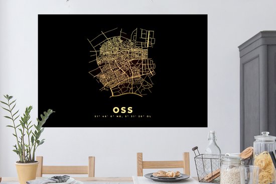 Stickers muraux - Film autocollant - Oss - Plan de la ville - Carte - Carte - Nederland - 120x80 cm - Film adhésif - Stickers muraux Chambre d'enfant - Papier peint autocollant