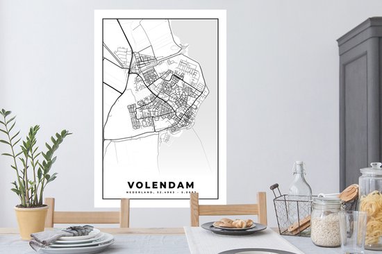 Stickers muraux - Carte - Volendam - 80x120 cm - Feuille adhésive - Plan de la ville