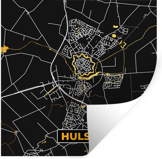 Stickers muraux - Houx - Plan de la ville - Black and Gold et Or - Carte - Carte - 80x80 cm - Feuille adhésive