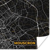 Poster Plattegrond - Stadskaart - Goud - Mouscron - Kaart - 30x30 cm