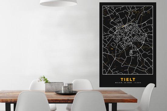 Affiche Plan de la ville - Carte - Tielt - Or - Carte - 80x120 cm