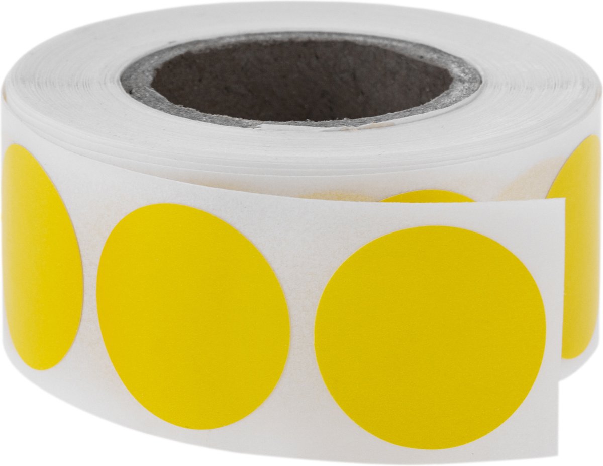PrimeMatik - Rol van 500 gele ronde zelfklevende etiketten 19 mm