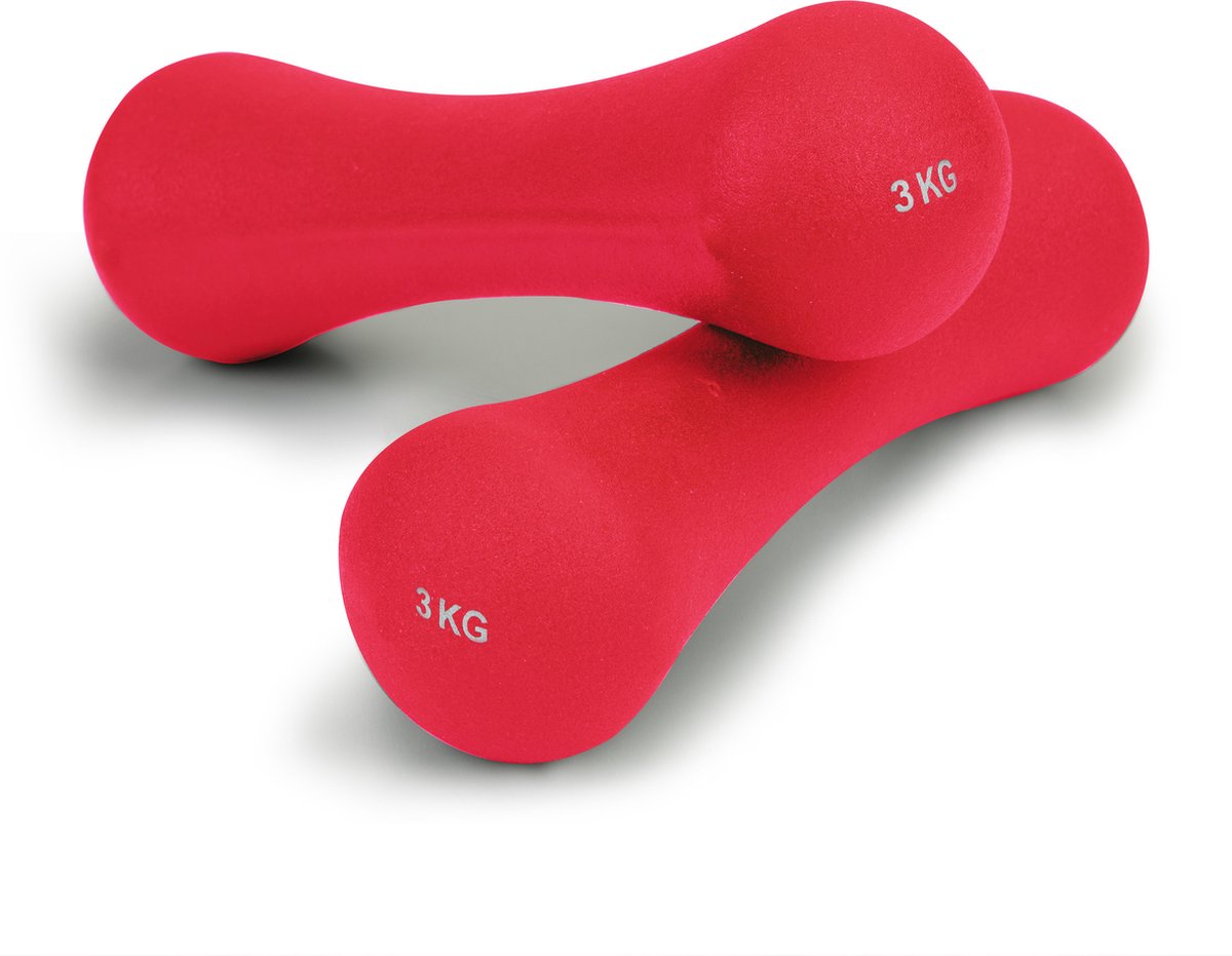 Dumbbell set 6 kg - 2 x 3kg - Neopreen Donker roze - Fitness gewichten – foto 3