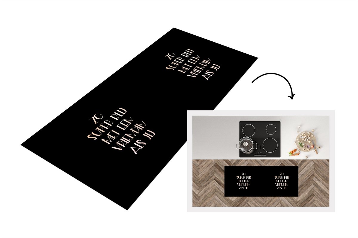 KitchenYeah Keukenloper - Loper keuken - Vriendschap - Vriendin - Quotes - Zo super blij met een vriendin als jij - Spreuken - 120x50 cm - Keukenloper vinyl Multicolor