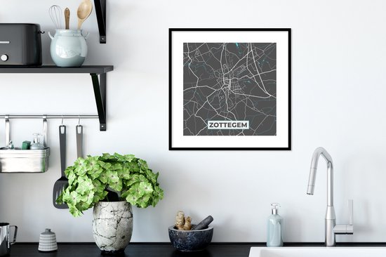 Fotolijst Incl Poster Belgi Zottegem Stadskaart Kaart Blauw Plattegrond Bol Com