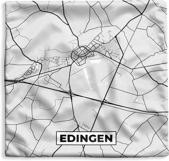 Kussenhoes 60x60 cm - Zwart Wit – België – Plattegrond – Stadskaart ...