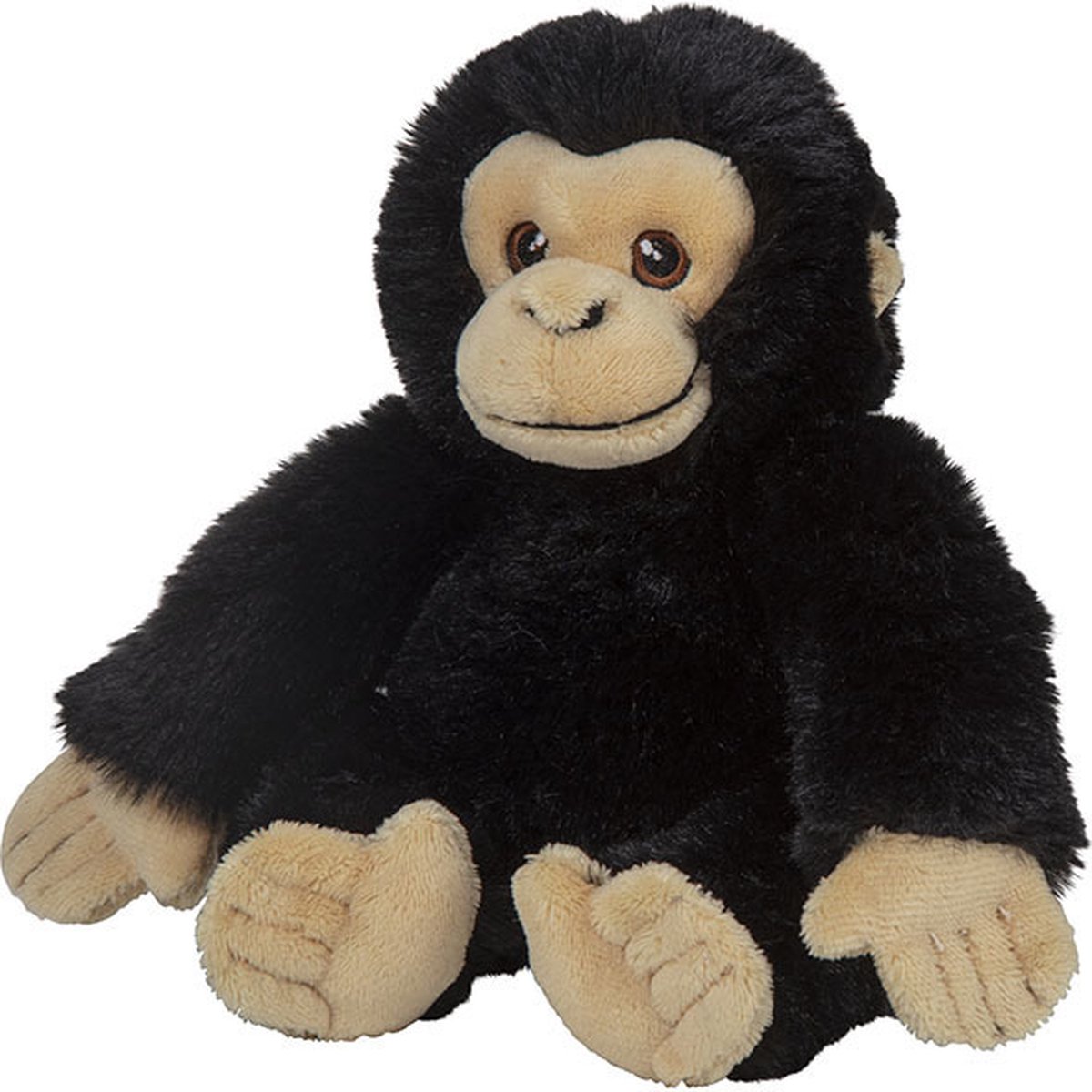 Nature Planet Chimpansee knuffel - 16 cm - pluche aap - zwart - zacht
