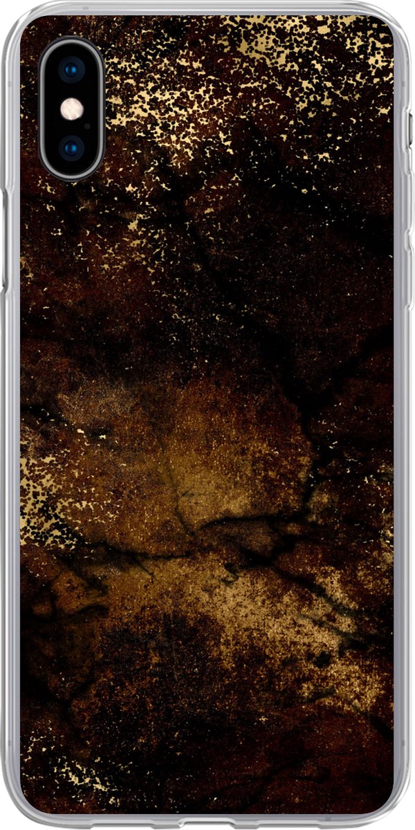 Telefoonhoesje Geschikt voor iPhone Xs hoesje - Goud - Zwart - Luxe - Siliconen Telefoonhoesje Telefoonhoesje