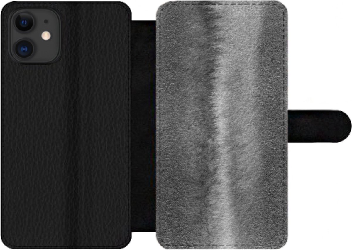 Telefoonhoesje Geschikt voor iPhone 12 Pro Max telefoonhoesje - Zilver - Beton print - Abstract - Met vakjes - Wallet case met magneetsluiting