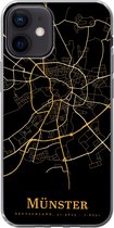 Geschikt voor iPhone 12 hoesje - Münster - Kaart - Goud - Siliconen Telefoonhoesje