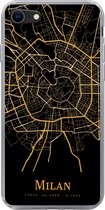 Geschikt voor iPhone 8 hoesje - Milaan - Kaart - Goud - Siliconen Telefoonhoesje