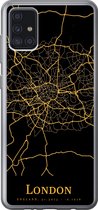 Geschikt voor Samsung Galaxy A52 5G hoesje - Londen - Kaart - Gold - Siliconen Telefoonhoesje