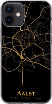 Geschikt voor iPhone 12 hoesje - Aalst - Kaart - Gold - Siliconen Telefoonhoesje