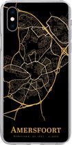 Geschikt voor iPhone Xs hoesje - Amersfoort - Kaart - Goud - Zwart - Siliconen Telefoonhoesje