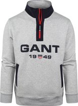 Gant - Half Zip Sweat Logo Light Grey - Maat 3XL - Modern-fit