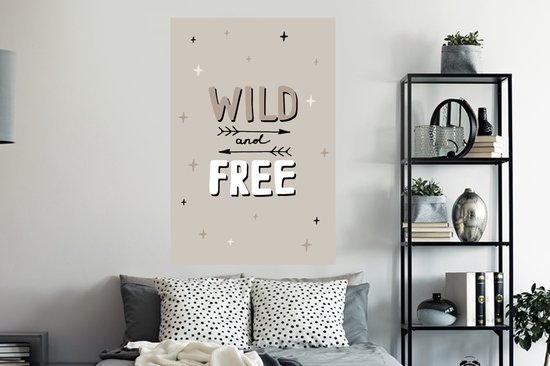 Muurstickers - Sticker Folie - Quotes - Wild and free - Kinderen - Spreuken - Kids - Baby - 80x120 cm - Plakfolie - Muurstickers Kinderkamer - Zelfklevend Behang - Zelfklevend behangpapier - Stickerfolie