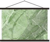 Posterhanger incl. Poster 90x60 cm - Schoolplaat - Keien - Wit - Groen - Graniet - Textielposter - Zwarte latten