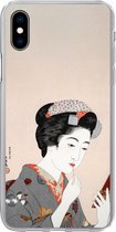 Geschikt voor iPhone Xs Max hoesje - Japans - Vrouw - Make up - Vintage - Siliconen Telefoonhoesje