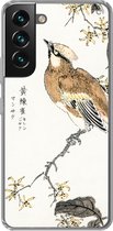 Geschikt voor Samsung Galaxy S22 hoesje - Vintage - Vogel - Japans - Tekens - Siliconen Telefoonhoesje