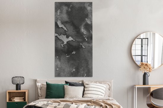 Toile Peinture Béton - Peinture - Zwart - 80x160 cm - Décoration murale