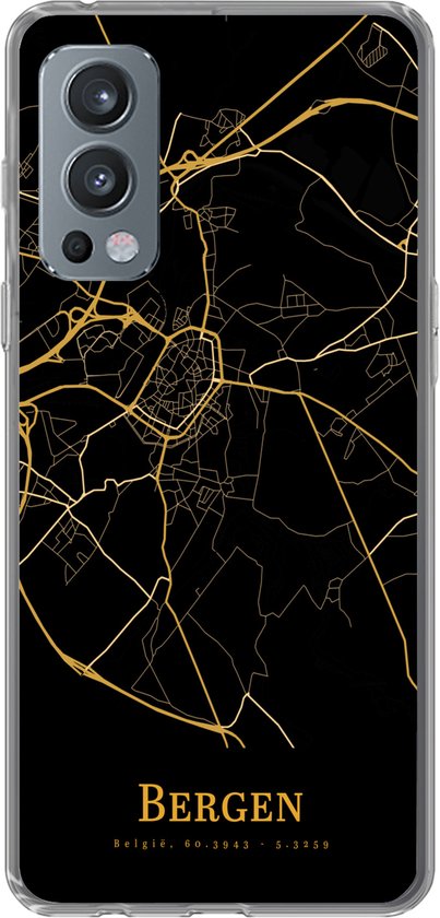 Coque OnePlus Nord 2 5G - Montagnes - Carte - Or - Coque de téléphone en Siliconen