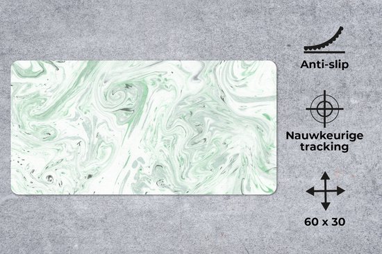 Sous-main 60x30 cm - Tapis de souris Marbre - Vert - Motifs - Sous-main XL - Protège-sous-main - Tapis de souris Ordinateur