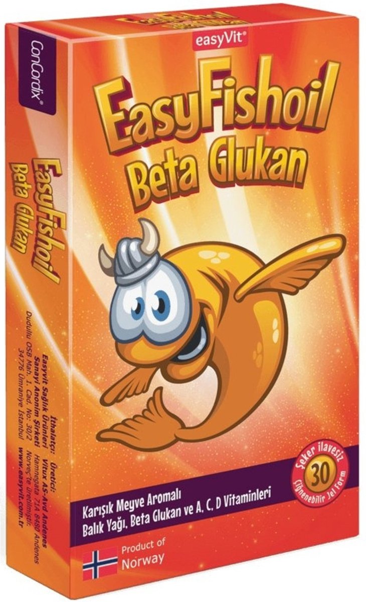 EasyFishoil Beta Glucan 30 kauwtabletten (Multi-Fruit Smaak)