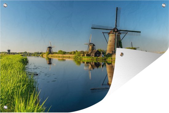 Muurdecoratie Molen - Water - Reflectie - Nederland - 180x120 cm - Tuinposter - Tuindoek - Buitenposter