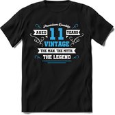 11 Jaar Legend - Feest kado T-Shirt Heren / Dames - Wit / Blauw - Perfect Verjaardag Cadeau Shirt - grappige Spreuken, Zinnen en Teksten. Maat XL