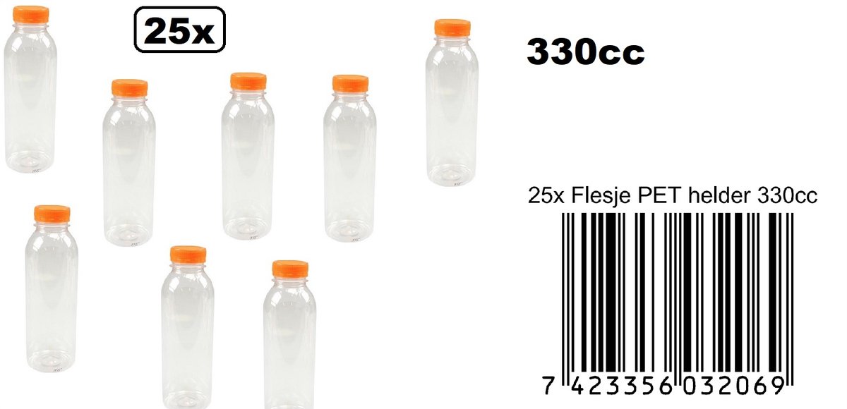 PrimeMatik - Petites bouteilles en plastique PET recyclable, carrées et  transparentes 400mL, 7 pièces.