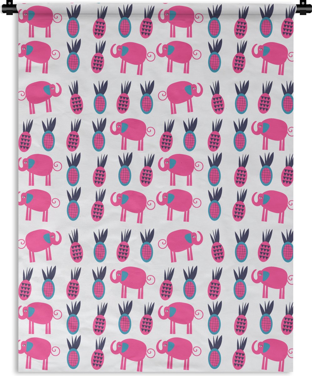 Wandkleed - Wanddoek - Ananas - Olifant - Design - 120x160 cm - Wandtapijt
