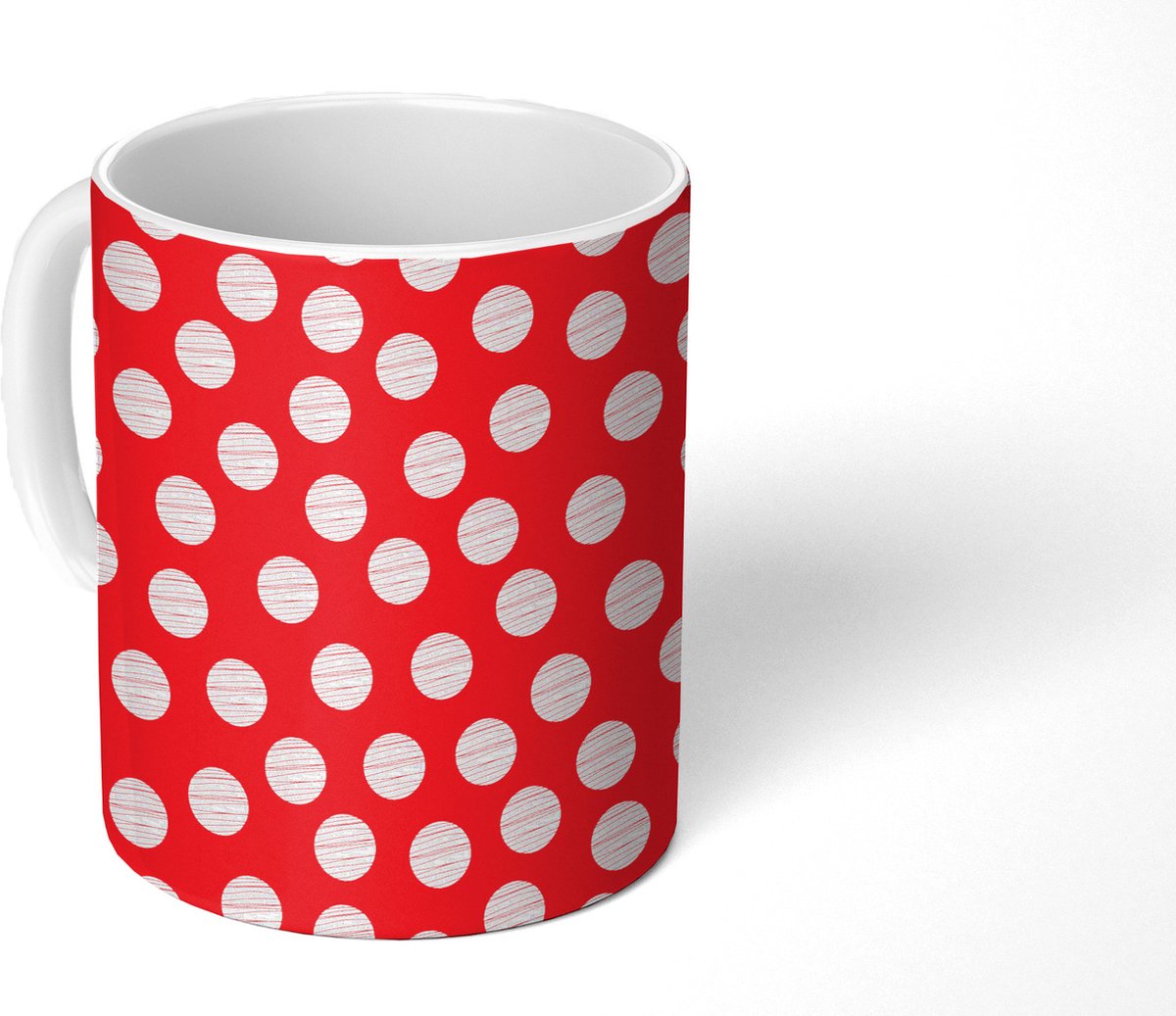 Mok - Koffiemok - Stippen - Polka dot - Patronen - Rood - Wit - Mokken - 350 ML - Beker - Koffiemokken - Theemok