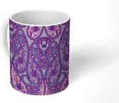 Mok - Koffiemok - Bandana - Bloemen - Paars - Roze - Patronen - Mokken - 350 ML - Beker - Koffiemokken - Theemok