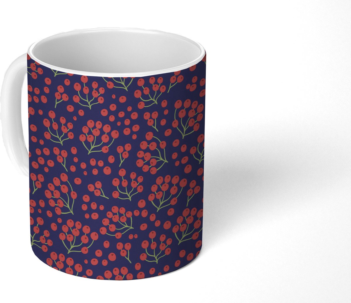 Mok - Koffiemok - Patronen - Bessen - Rood - Mokken - 350 ML - Beker - Koffiemokken - Theemok