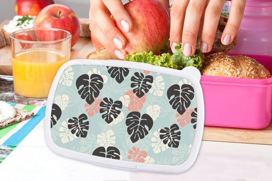 Lunch box Rose - Lunch box - Boîte à pain - Feuilles - Monstera - Hawaii - Motifs - 18x12x6 cm - Enfants - Fille