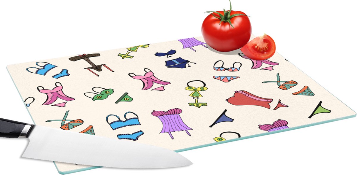 Glazen Snijplank - 39x28 - Lingerie - Ondergoed - Patroon - Snijplanken Glas