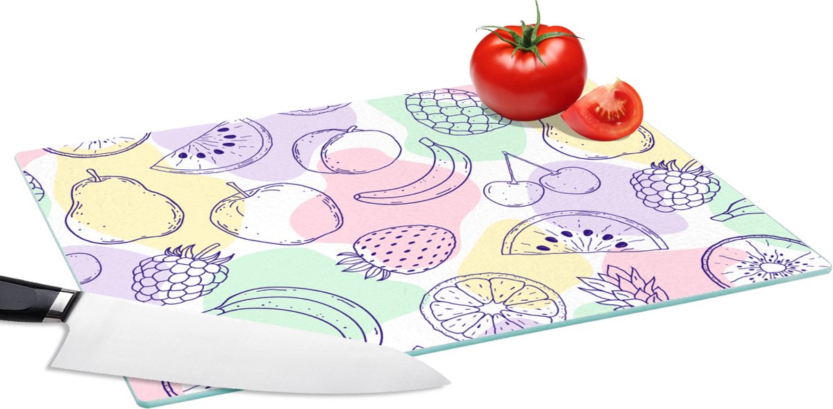Glazen Snijplank - 39x28 - Patroon - Eten - Zomer - Snijplanken Glas