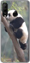 Geschikt voor Huawei P30 Lite hoesje - Panda - Dier - Boom - Siliconen Telefoonhoesje