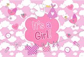 raamvlag 'It's a Girl!' 60 x 90 cm polyester roze/wit