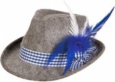 hoed Wiesn 28 cm polyester grijs/wit/blauw