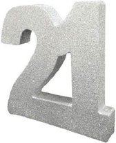tafeldecoratie 21 jaar 20 cm glitter zilver