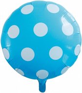 folieballon stippen 46 cm blauw/wit