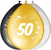 ballonnen 50 jaar 30 cm latex goud/grijs 8 stuks