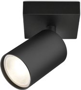 LED Plafondspot - Crinton Betin - GU10 Fitting - 1-lichts - Rond - Mat Zwart - Kantelbaar - Aluminium