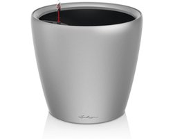 LECHUZA CLASSICO PREMIUM LS 43 - Plantenbak - met uitneembare binnenbak - met bewateringssysteem - ALL-IN-ONE set met LECHUZA-PON - zilver metallic