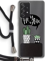 Case Company® - Samsung Galaxy A52s 5G hoesje met Koord - Hey you cactus - Telefoonhoesje met Zwart Koord - Bescherming aan alle Kanten en Over de Schermrand