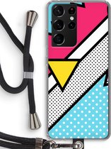 Case Company® - Samsung Galaxy S21 Ultra hoesje met Koord - Pop Art #3 - Telefoonhoesje met Zwart Koord - Bescherming aan alle Kanten en Over de Schermrand
