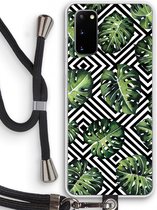 Case Company® - Samsung Galaxy S20 hoesje met Koord - Geometrische jungle - Telefoonhoesje met Zwart Koord - Bescherming aan alle Kanten en Over de Schermrand