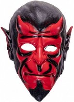 verkleedmasker duivel rood/zwart one-size