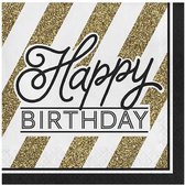 servetten HB 33 x 33 cm papier zwart/goud 16 stuks